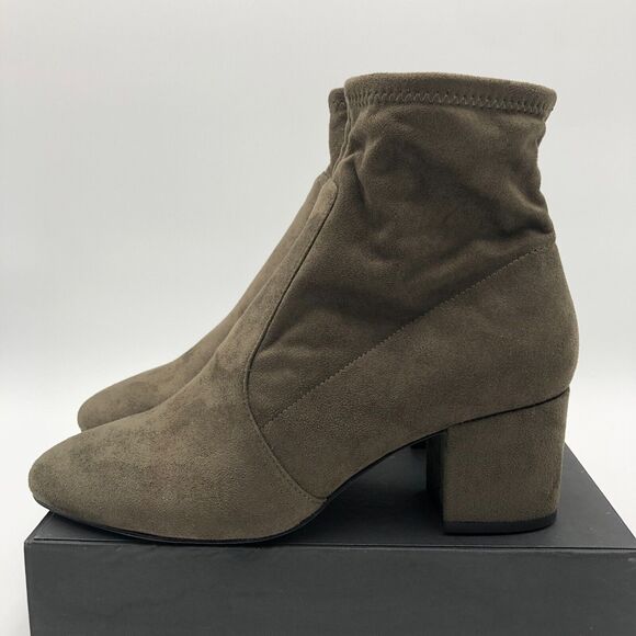 Aldo Ankle Booties‎ Women's Size 8 Green Suede Almond Toe Block Heel Side Zip - Picture 7 of 16